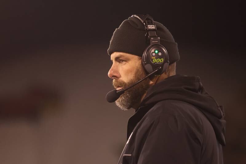 Downers Grove North head coach Joe Horeni during the game against Mt. Carmel in the Class 7A championship on Saturday, Nov. 25, 2023 at Hancock Stadium in Normal.