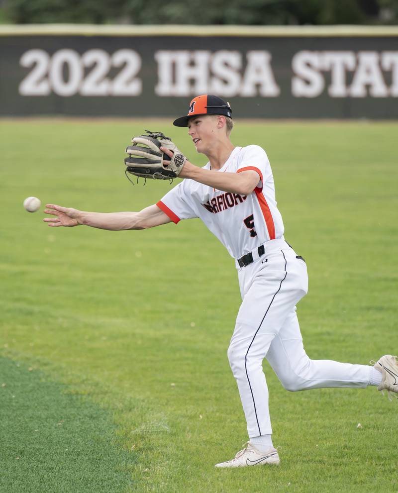 McHenry's Landon Clements throws from the outfield during their game against Prairie Ridge on Friday, May 16, 2025 at McHenry High School. Ryan Rayburn for Shaw Local
