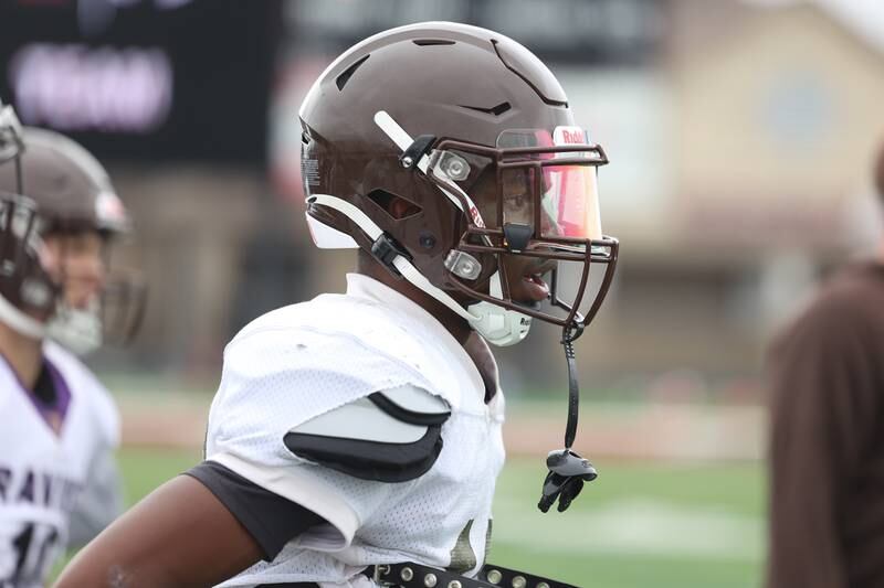 Joliet Catholic’s HJ Grigsby watches the defensive from the sidelines during a scrimmage against Plainfield North on Thursday, July 13th, 2023 at Plainfield North