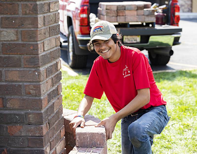 Diego Ocampo, Eagle Scout candidate for scout troop 85 in Dixon, works on his project Saturday, Sept. 23, 2023 in Dixon.