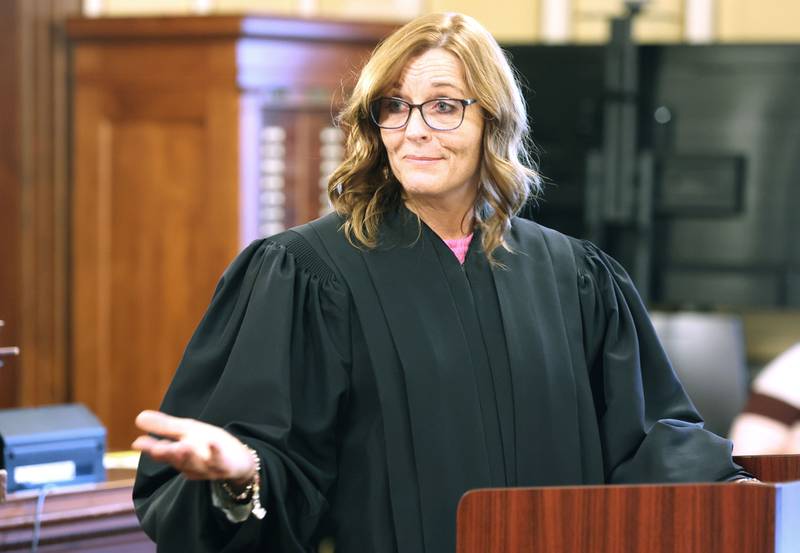 Judge Jill K. Konen speaks after being sworn in as an associate judge of the 23rd Judicial Circuit Friday, Sept. 23, 2022, at the DeKalb County Courthouse in Sycamore.