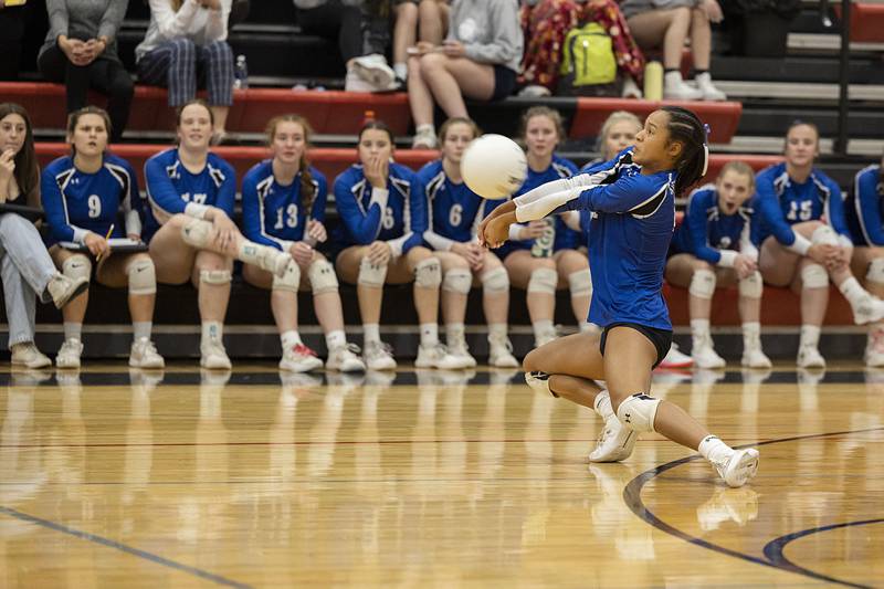 Newark’s Kiara Wesseh passes the ball in the semifinal sectional game Monday, Oct. 31, 2022 against Newman.