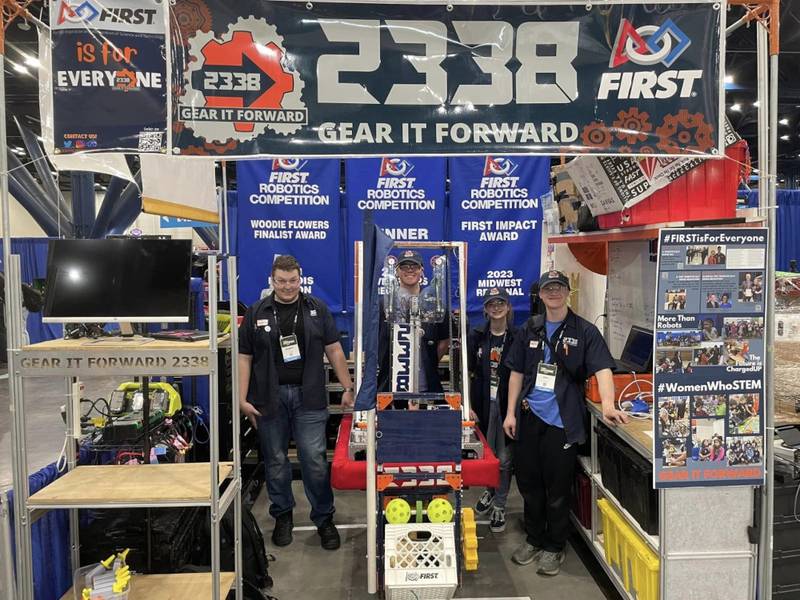Members of the Oswego School District's robotics team, 2338 Gear It Forward.