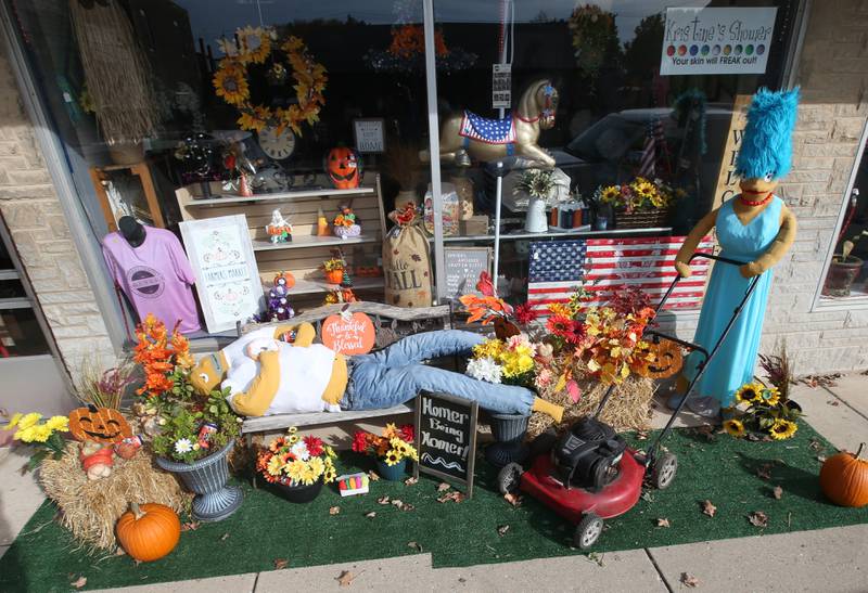 This Simpsons scarecrow display can be found in front of Carter's Antiques, Crafts, Gifts & More on Wednesday, Oct. 18, 2023 in Oglesby.