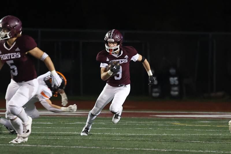Lockport’s Adam Kozak returns a kick against Lincoln-Way West on Friday, Oct. 18, 2024 in Lockport.