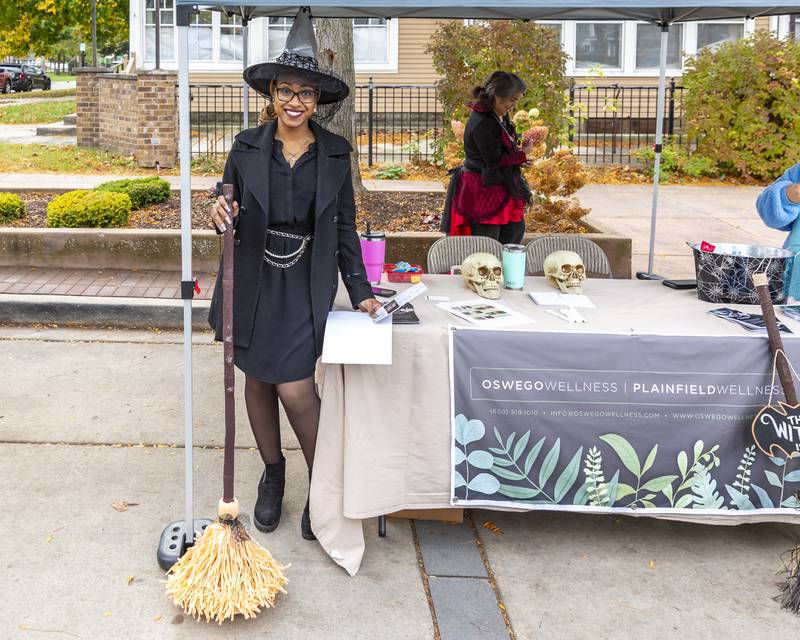 Kyshema Jefferson with Oswego Wellness at the Plainfield Spooktacular Trick-or-treating event Saturday Oct 25, 2025 in Plainfield.