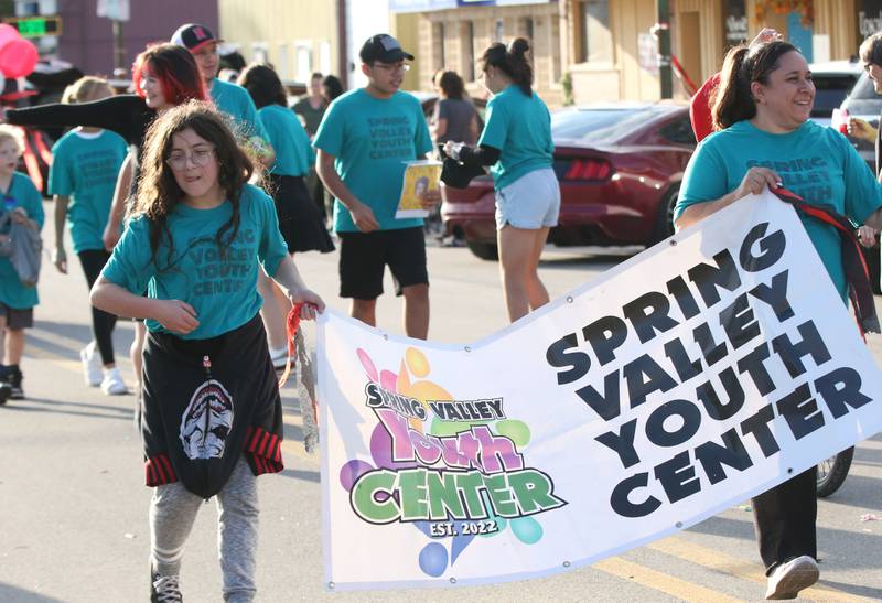 Spring Valley Youth Center walks in the Hall High School Homecoming parade on Thursday, Sept. 28, 2023 in Spring Valley.