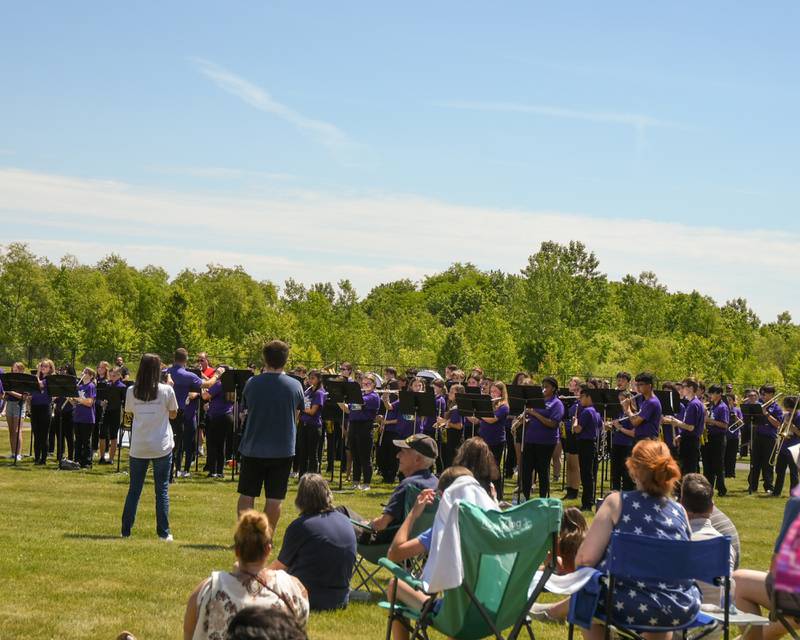 Plano Middle School band students play a military medley  during the Memorial Day remembrance ceremony on Monday, May 29, 2023 at the Little Rock Township Cemetery in Plano.