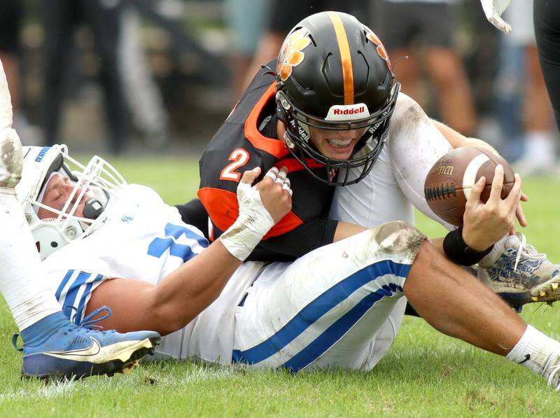 Crystal Lake Central’s Jason Penza scores a touchdown against Burlington Central in varsity football at Crystal Lake Saturday.