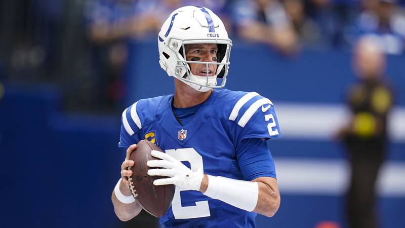 Indianapolis Colts quarterback Matt Ryan throws during the first half of an NFL football game against the Kansas City Chiefs, Sunday, Sept. 25, 2022, in Indianapolis. (AP Photo/Michael Conroy)