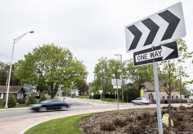 Cars use a roundabout May 3 in Johnsburg.