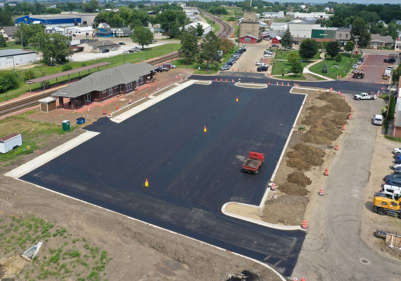 Amtrak passengers will soon have a new parking lot in Princeton. Crews are paving the parking lot in front of the Prineton Train Depot on Monday, Aug. 5, 2024. In May, The Princeton City Council approved a $542,952 agreement with Advanced Asphalt to complete the work.The parking lot is expected to open later this month.