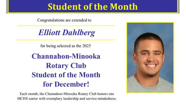 Minooka senior Elliott Dahlberg earns Student of the Month honor 