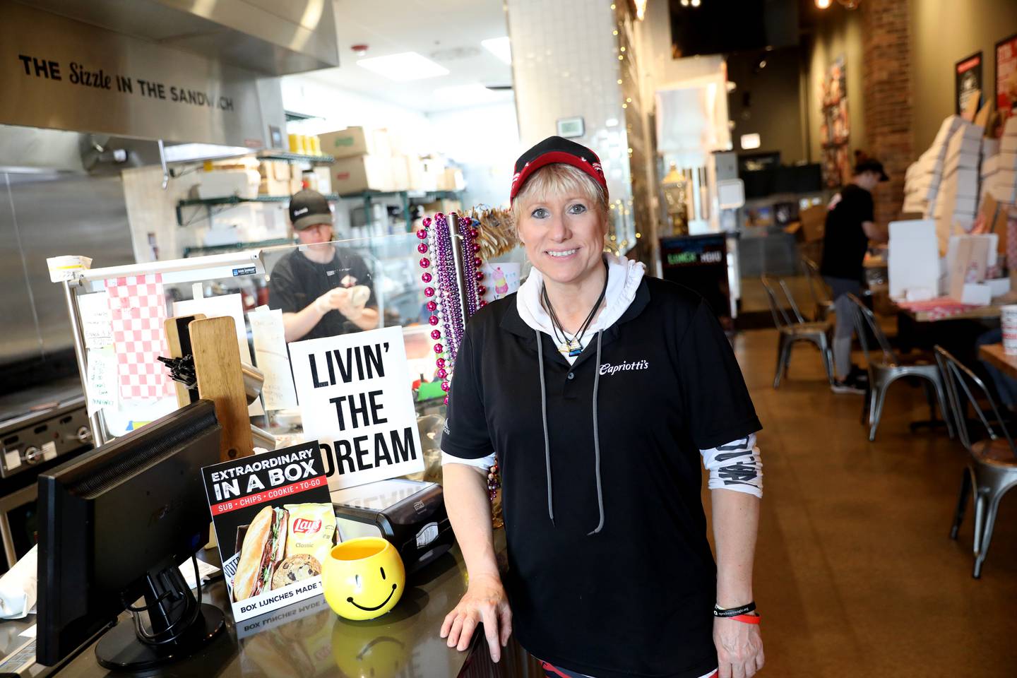 Capriotti's Sandwich Shop franchise owner and chef Gina Chiovino donated and delivered food to the firefighters who spent long hours on Saturday, May 21 battling the fire at the former Pheasant Run Resort in St. Charles.