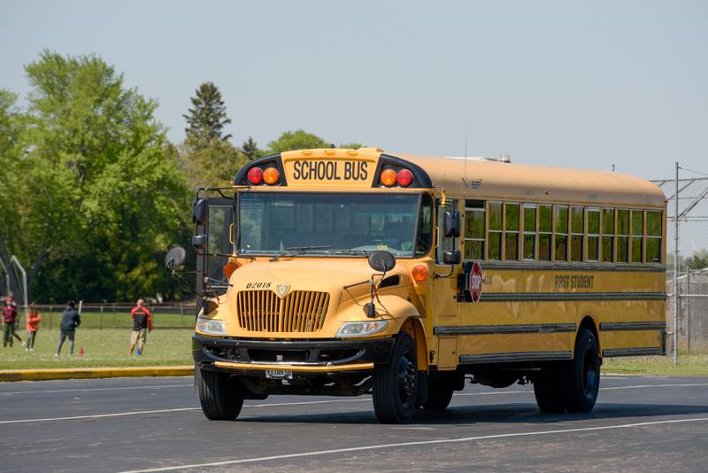 School Bus at Huntley Middle School in DeKalb, IL on Thursday, May 13, 2021.