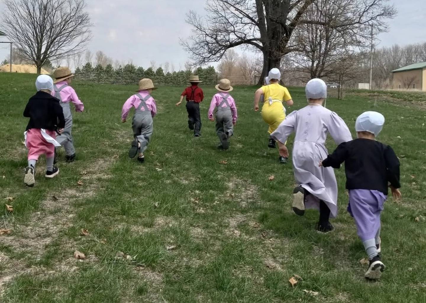 Grandchildren race to hunt eggs on Good Friday.