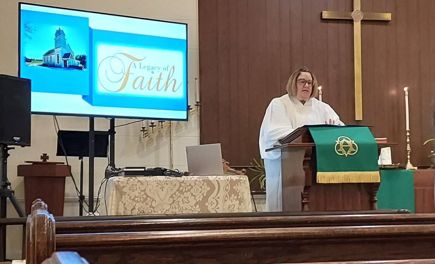 Norway United Methodist Church marked its 170th anniversary with a service and the dedication of a mural on Sunday, Sept. 17, 2023, officiated by the Rev. Cherie Quillman.