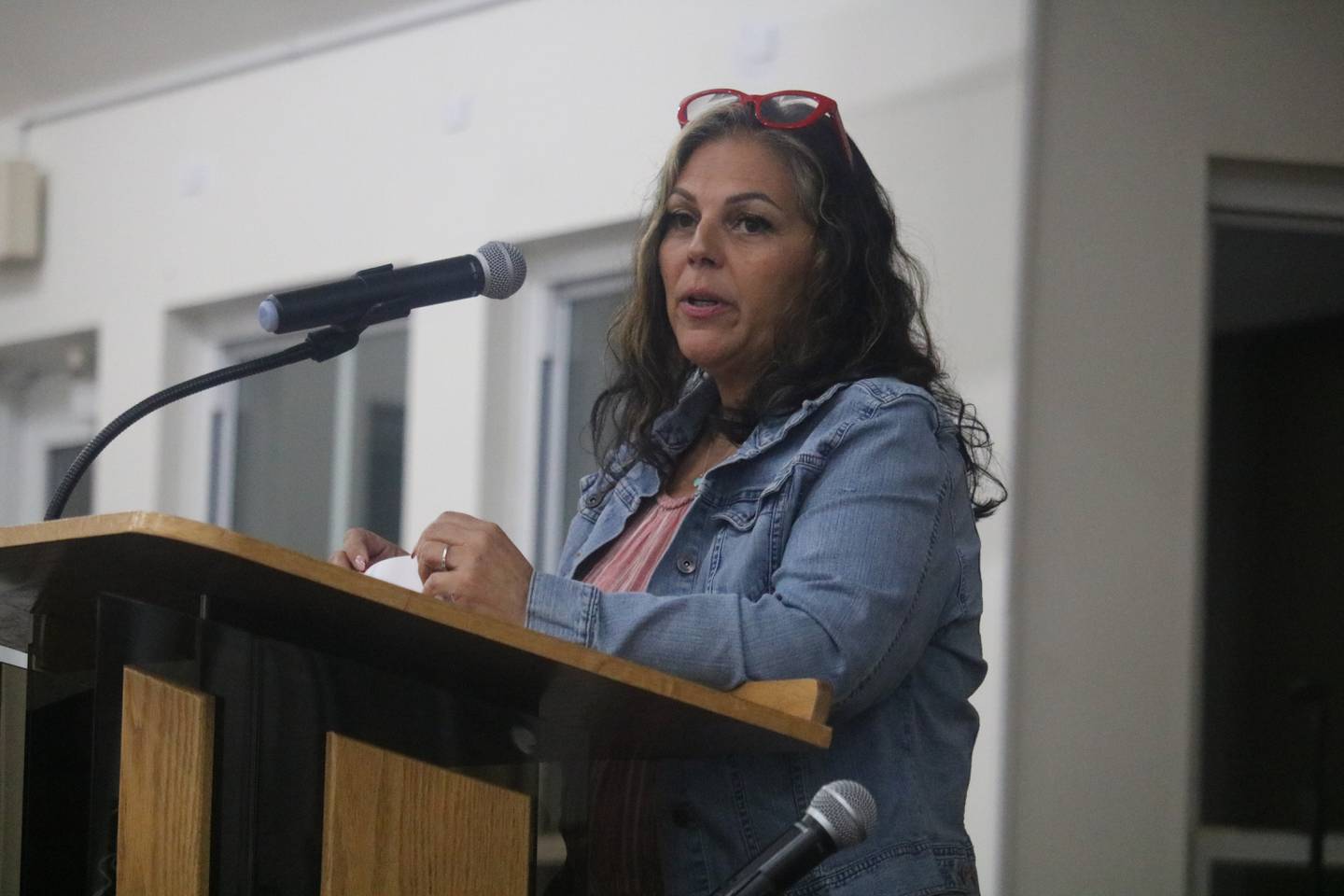 Dori Delacruz speaks Nov. 6, 2023 at the DeKalb County Community Mental Health Board Town Hall Meeting held at New Hope Missionary Baptist Church in DeKalb.