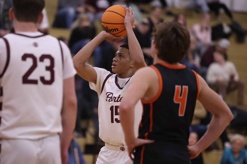 Lockport’s Gavin Anderson takes a free throw against Lincoln-Way West on Friday, Dec. 6, 2024 in Lockport.
