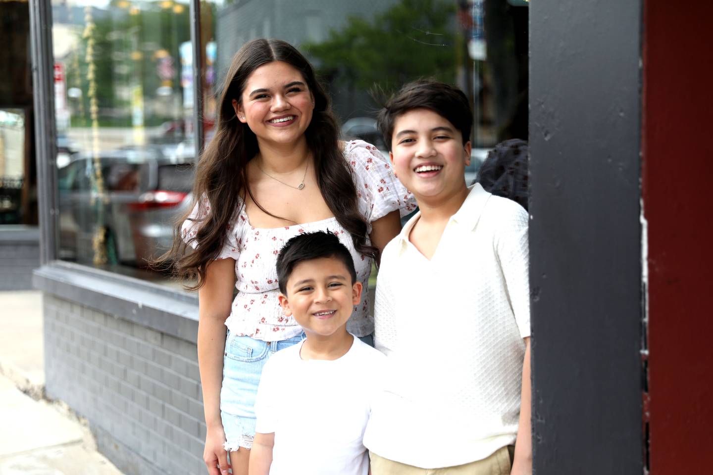 (Left to right) Kalea, 15,  Kanoa, 7, and Kai Edgar, 13, of St. Charles are all involved in acting and musical theater.