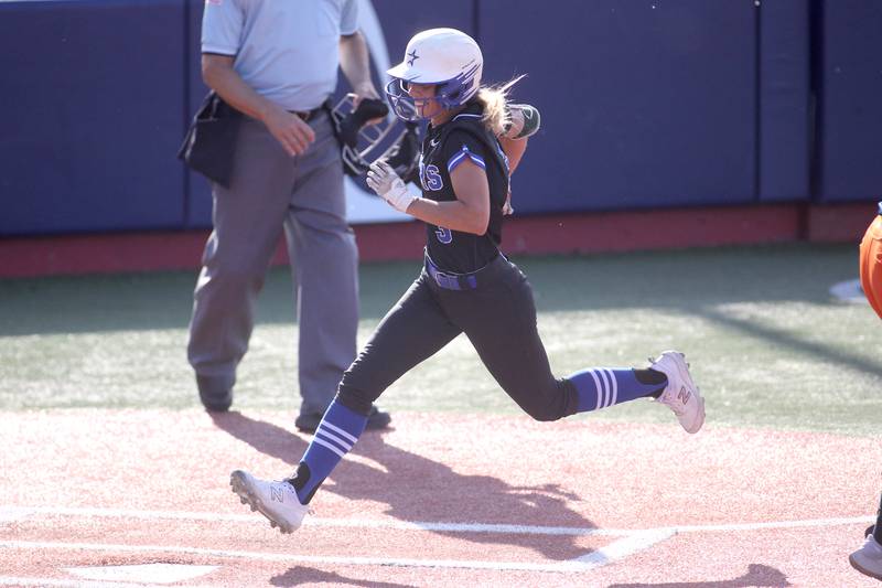 St. Charles North’s Leigh Vande Hei scores a run during their Class 4A Rosemont Supersectional win over Whitney Young on Tuesday, June 7, 2022.