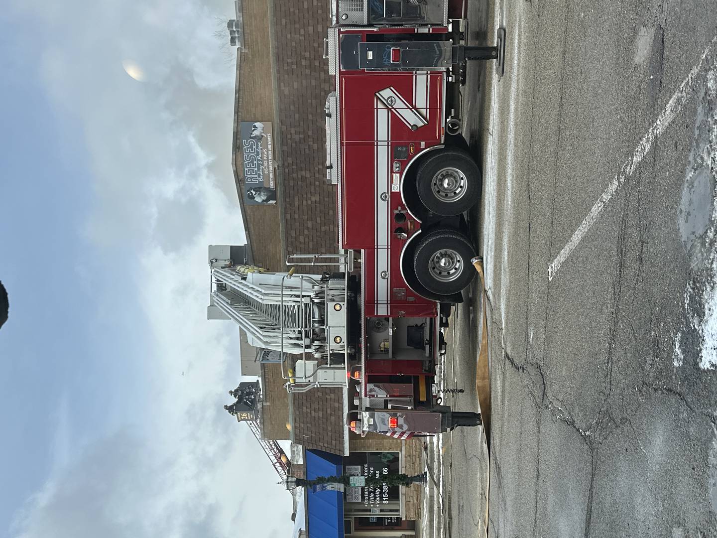 A fire truck pictured in front of the Riverside Bake Shop in downtown McHenry Jan. 18, 2026.