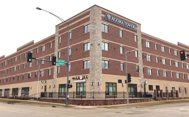 The Grove restaurant and bar on the first floor of Agora Tower at the corner of Locust and Fourth Streets in DeKalb, will open upon completion within the next few weeks.