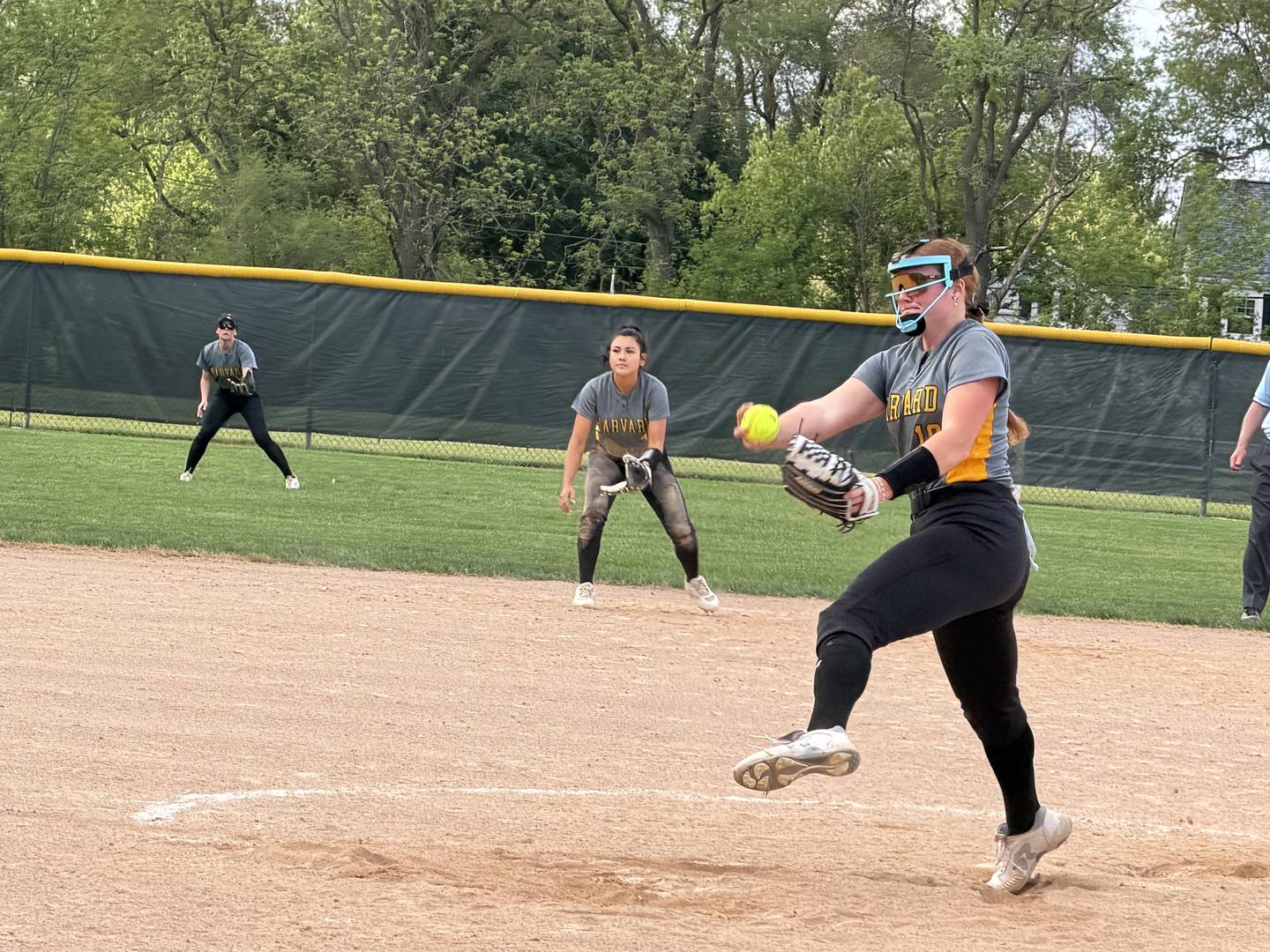 Harvard's Leona Eichholz throws a pitch during her team's Class 3A Prairie Ridge Regional semifinal against Cary-Grove on Tuesday, May 19, 2026, in Crystal Lake.