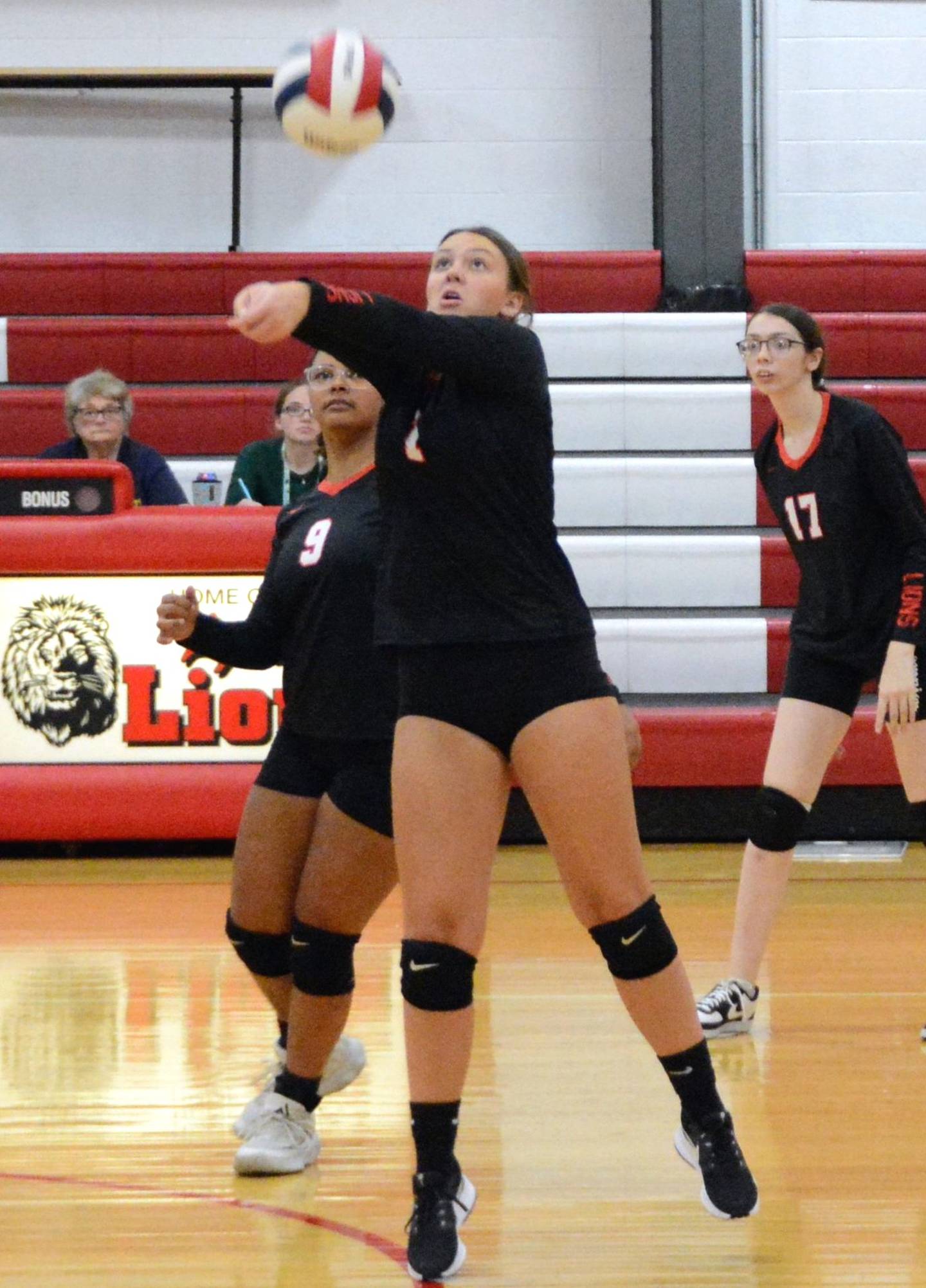 LaMoille senior Grace Kelly makes a pass in Tuesday's match vs. Indian Creek in LaMoille.