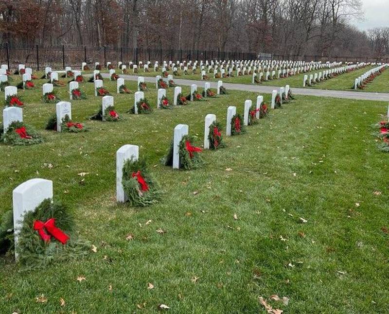 Wreaths were placed at the gravesites at Fort Sheridan National Cemetery in Lake Forest.