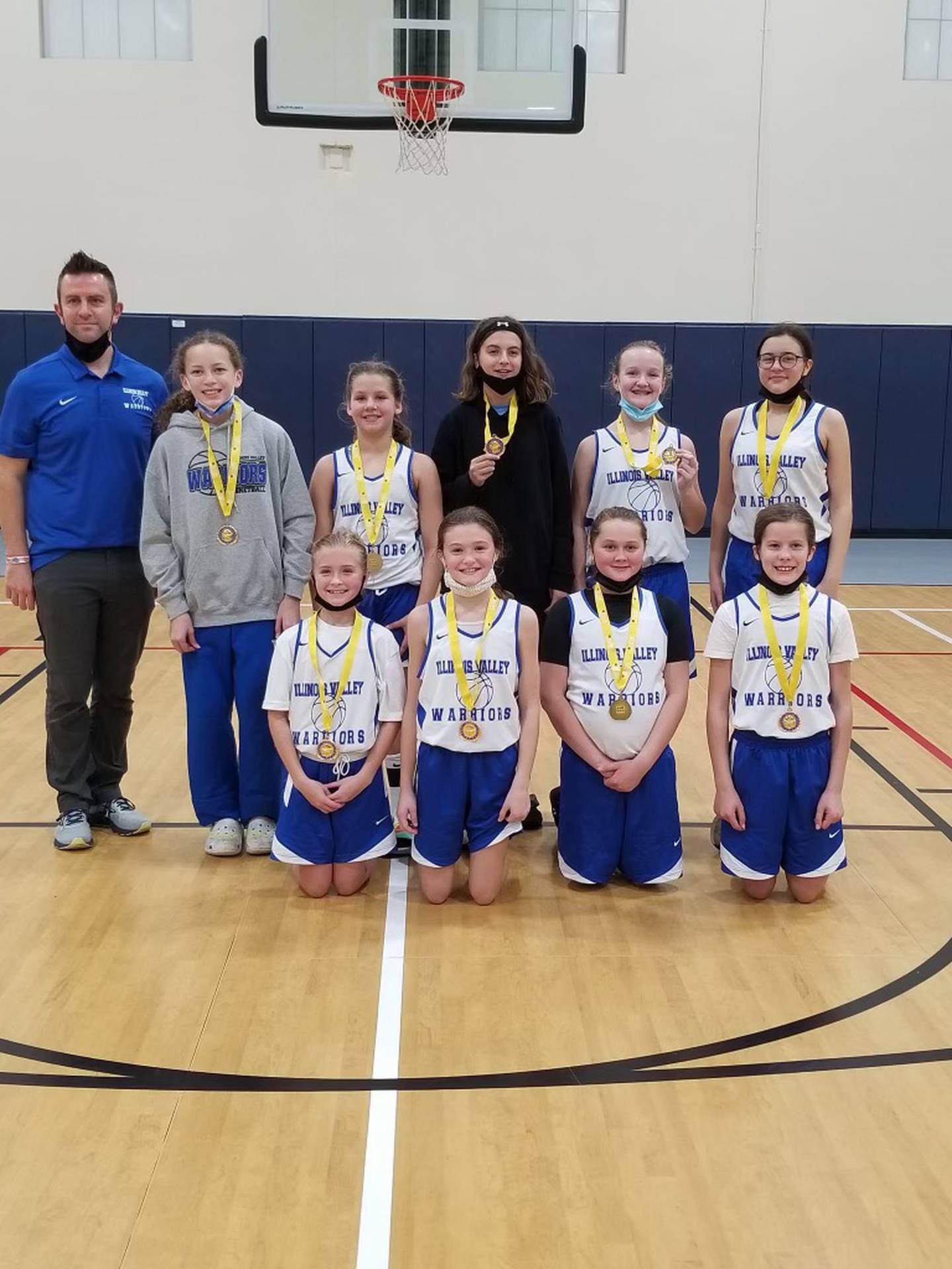 The Illinois Valley Warriors Gray Team won the Aurora Christmas and Bettendorff News Years tournaments. Team members are Brooklyn Baxa, Karissa Freeman, Ali Carrington, Jalynn Sanders, Quinn Entrican, Anna Kitts, Kallyn Jobst, Cara Kilmartin, Cora Chapman, Teagan Mullane and coach Derek Kilmartin.