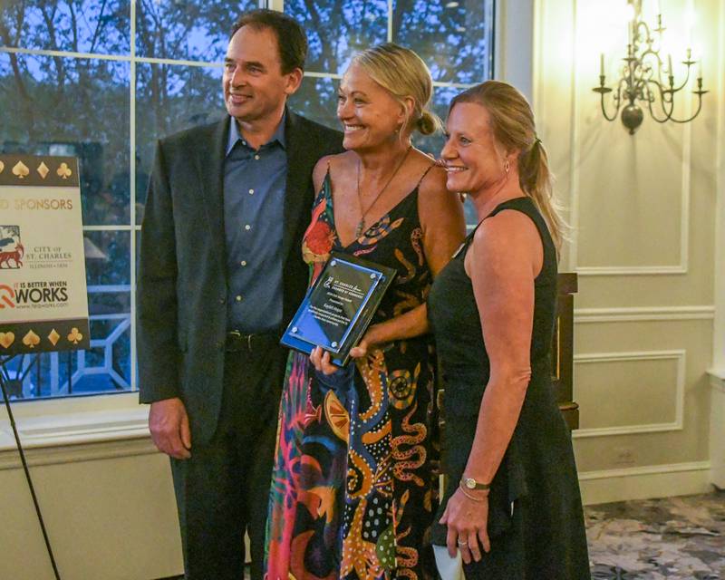 Members of the Kayla’s Hope Foundation receive the Civic Image Award from St. Charles Area Chamber of Commerce board member Lisa Weier on Friday, May 1, 2026.