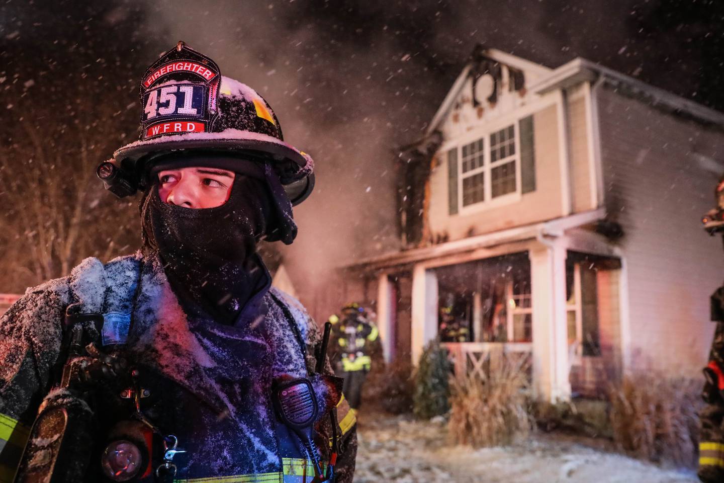 Woodstock Fire/Rescue District firefighters extinguished a blaze believed to have started in the garage of a two-story home in the 200 block of Martin Drive in Woodstock the night of Saturday, Jan. 22, 2022.