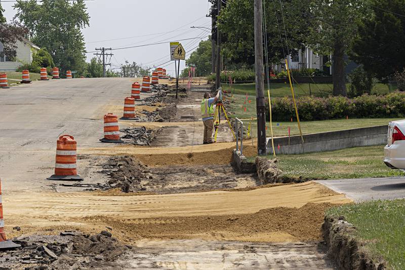 Construction Division Street in Dixon continues Wednesday, June 14, 2023. The project is part of the Safe Passage project meant to make travel to and from school safer for kids.