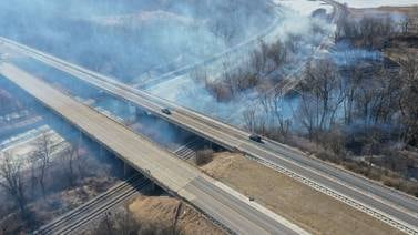 Photos: Large brush fire engulfs area along Interstate 180 in Princeton