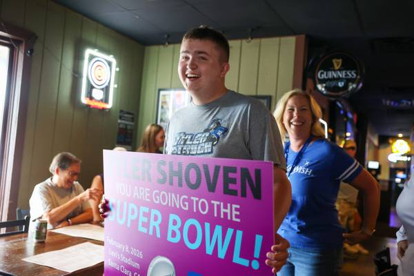 Heart transplant survivor Tyler Shoven surprised with Super Bowl wish