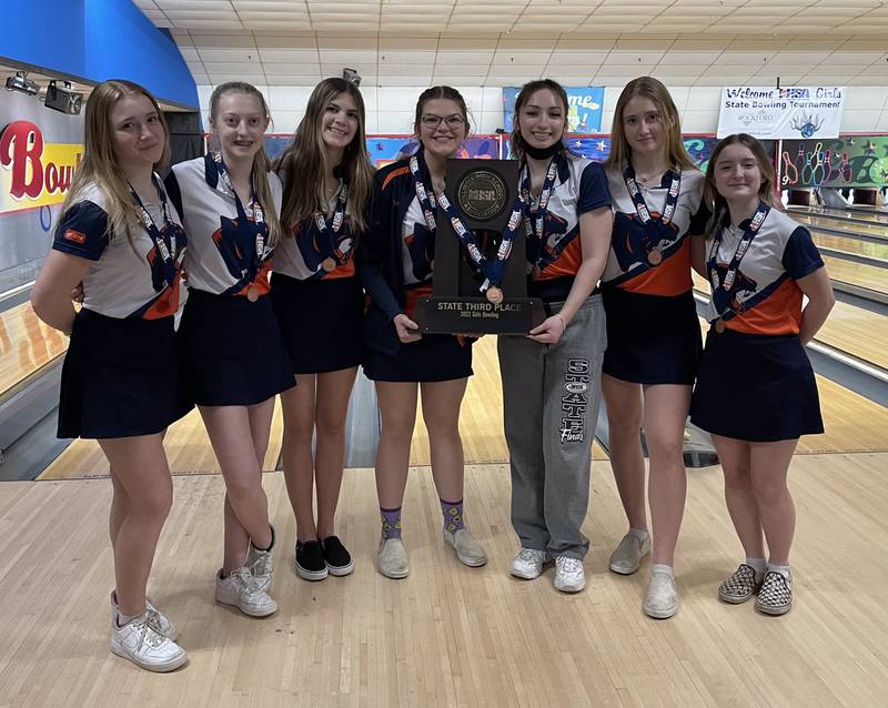 The Oswego girls bowling team took third place at the IHSA state meet on Saturday at The Cherry Bowl in Rockford.