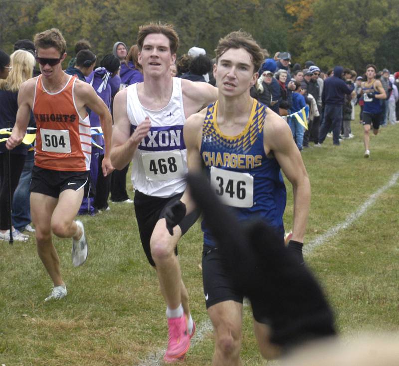 Eventual 7th place finisher Keegan Shirley of Dixon heads for the finish. Sterling hosted their Cross Country final at Hoover Park on Saturday, October 25, 2025.