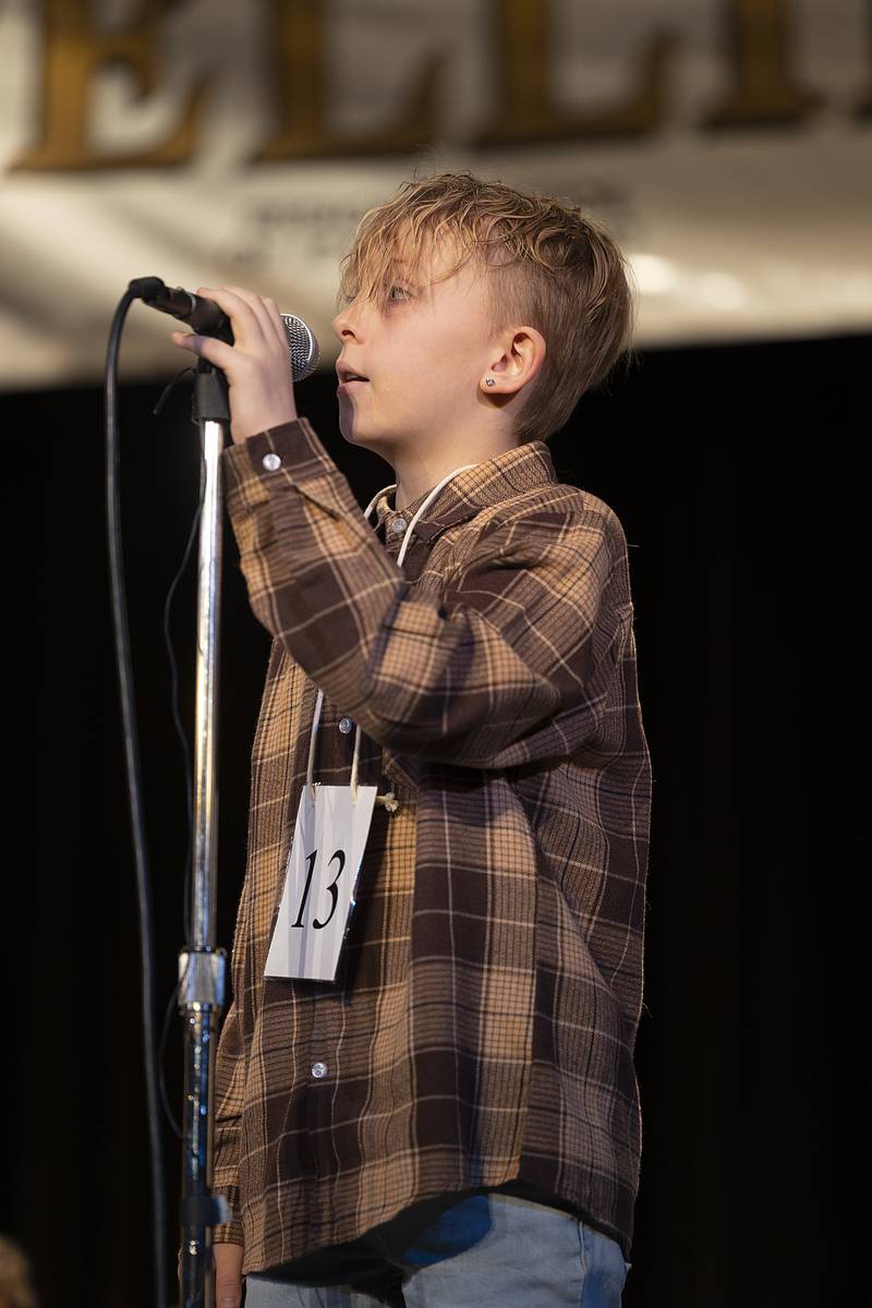 Ryder Full of Lincoln Elementary went out on the word cooperate in round two Thursday, Feb. 20, 2025, at the Lee/Ogle/Whiteside County Spelling Bee.