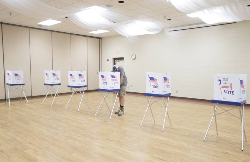 John Eggers votes at the Bureau County Metro Center during the Primary Election on Tuesday, June 28, 2022 in Princeton.