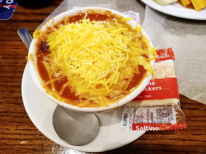 "Second best chili" is a staple on Baumgartner Cheese Store and Tavern's menu, served in a cup or bowl. Why second best? "We don't want to argue with anybody, what you grew up eating is what you're going to like the most," co-owner Chris Soukup said.