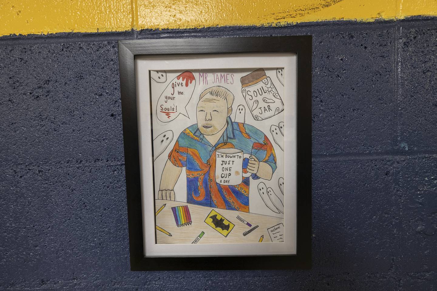 Sixth grader Hannah Gee drew this portrait of Sterling Challand Middle School art teacher Scott James.
