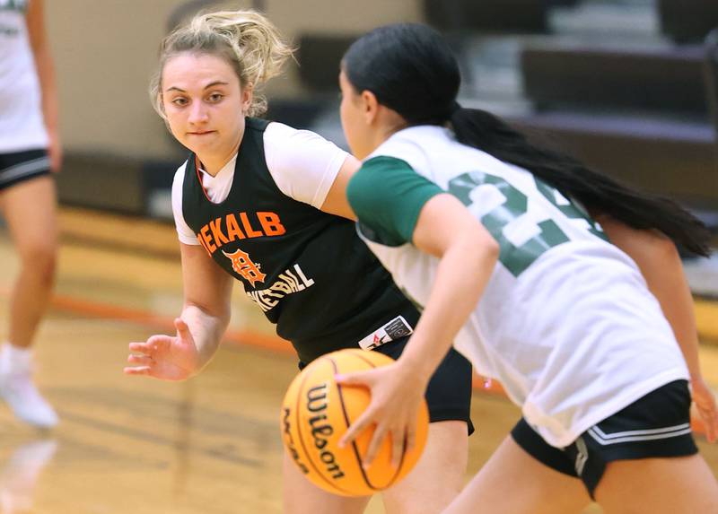 DeKalb’s Ella Russell plays defense during their win over Boylan in their summer game Monday, June 17, 2024, at DeKalb High School.