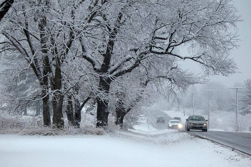 Snow blanketed St. Charles and areas of Kane County on Wednesday morning.