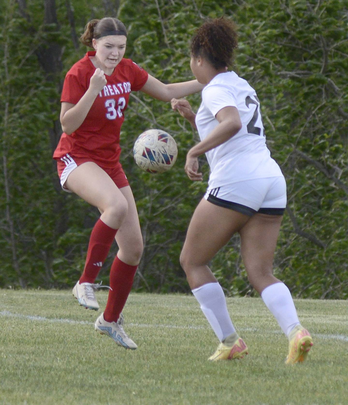 Streator’s Katherine Bressner (32) blocks a La Salle-Peru shot attempt Friday, May 16, 2025, at Streator's James Street Recreation Area.
