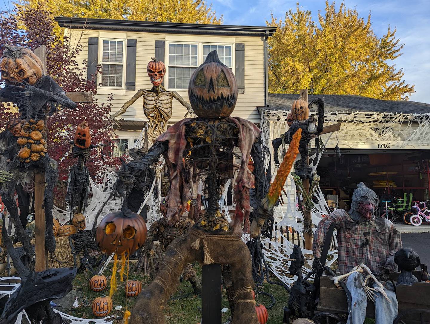 Brian Hunter of Plainfield Hunter hand-made most of the pieces in his Pumpkin Riot Productions exhibit in his front yard, carrying on his mother's tradition of making her own Halloween display pieces. The exhibit, with an emphasis on the character Riot Jack, is seen on Saturday, Oct. 29, 2022.