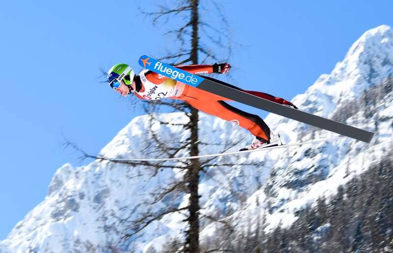 Cary's Michael Glasder soars at the 2018 International Ski and Snowboard Federation Ski Flying World Cup in Planica, Slovenia.