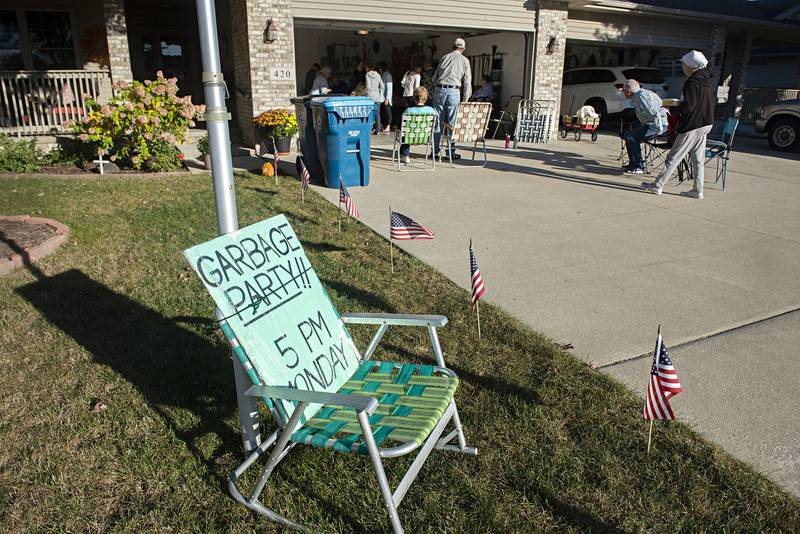 A sign outside of Don and Rita Trent’s home in Dixon herald the latest “Garbage Party” for the residents of the Autumnwood community.