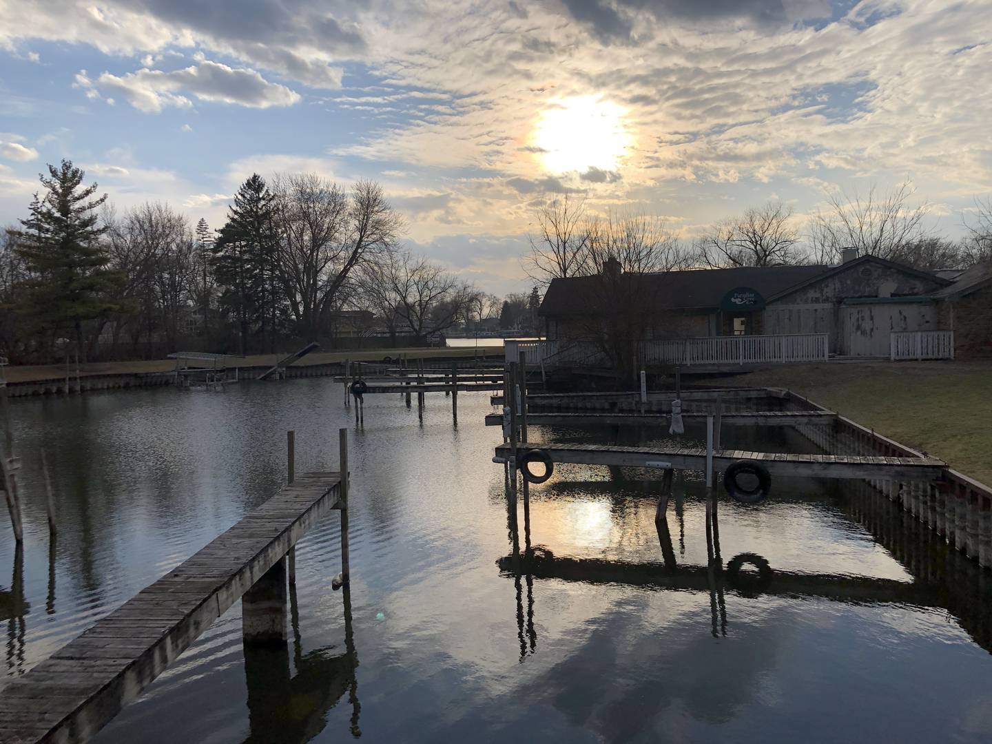 The marina at Hidden Harbor, seen here on Wednesday, March 26, 2025, would be expanded to allow 62 boat slips by removing the former restaurant/nightclub building on the site.