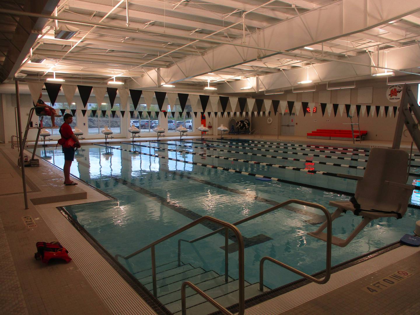 The swimming pool at the Village of Shorewood YMCA has eight lanes. May 2, 2026